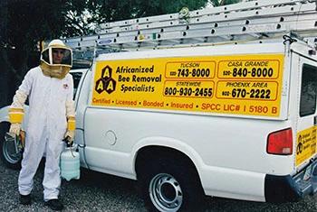 Gold Canyon bee removal service truck and employee